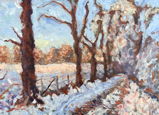 trees in snow painting