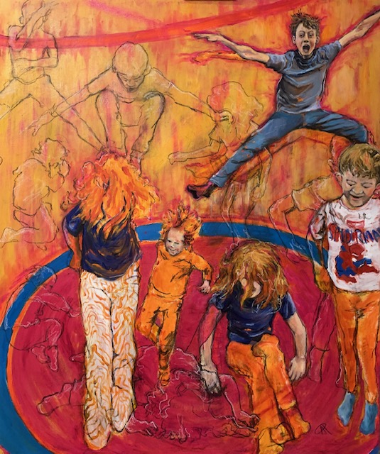 children jumping painting