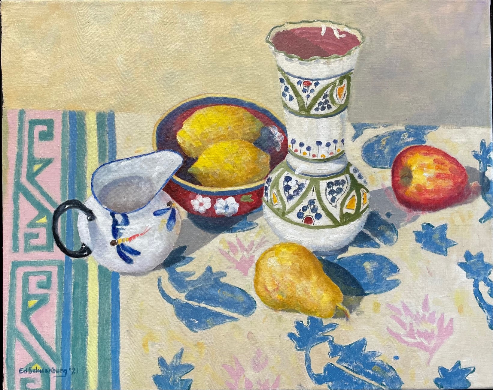 still life with jugs and pears