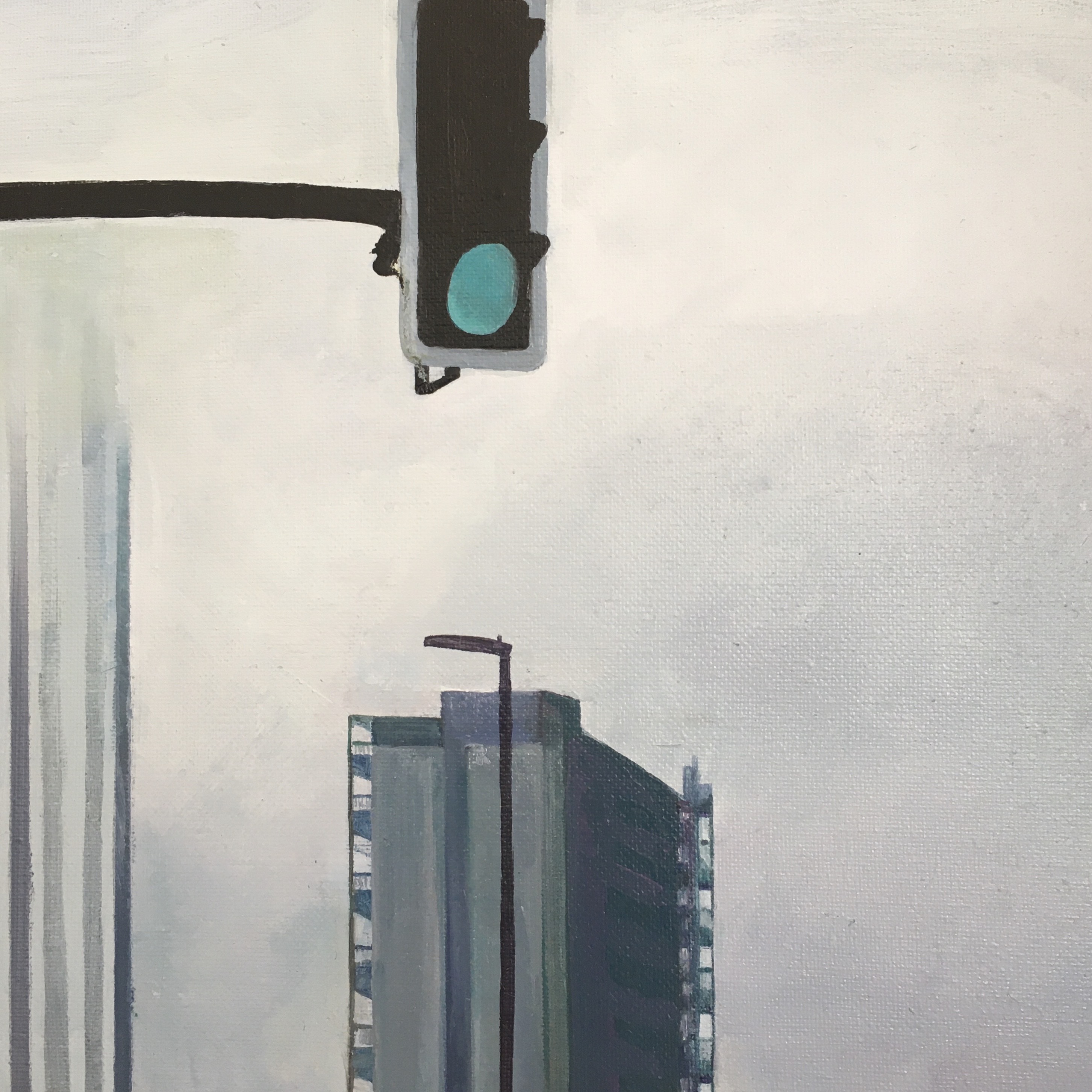 traffic light and sky scraper painting 