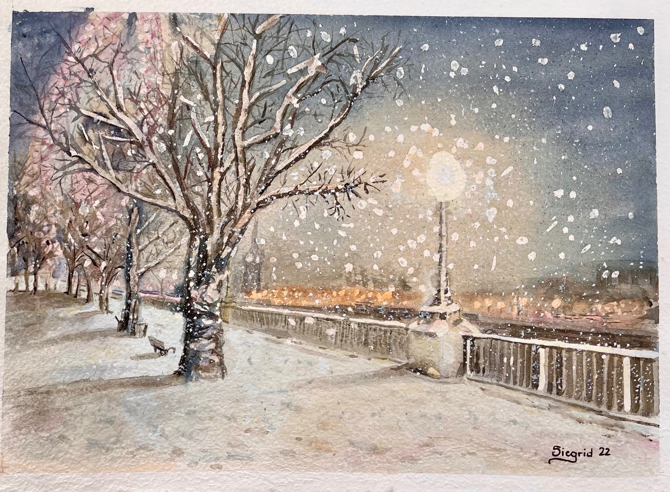 Embankment in Winter by Siegrid Dawes