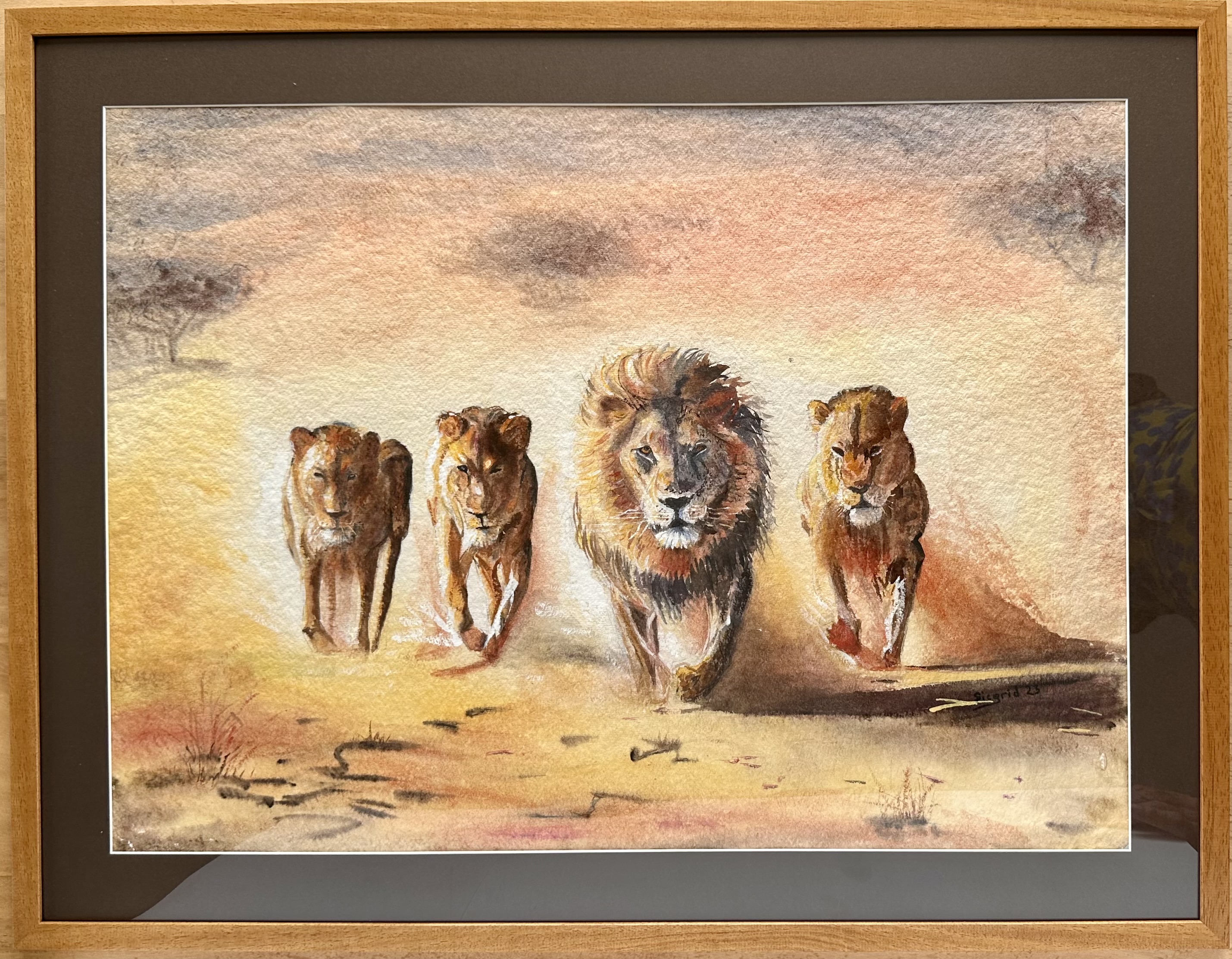 Painting of lions by Siegrid Dawes