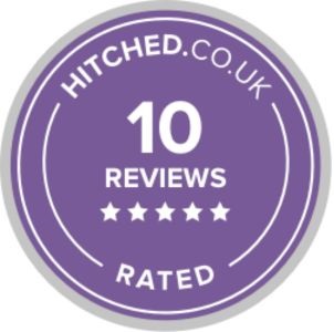 hitched 10 5 star reviews wedding badge