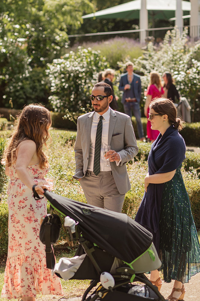 Mingling in the knot garden, Photo credit: Claire Wakefield Photography