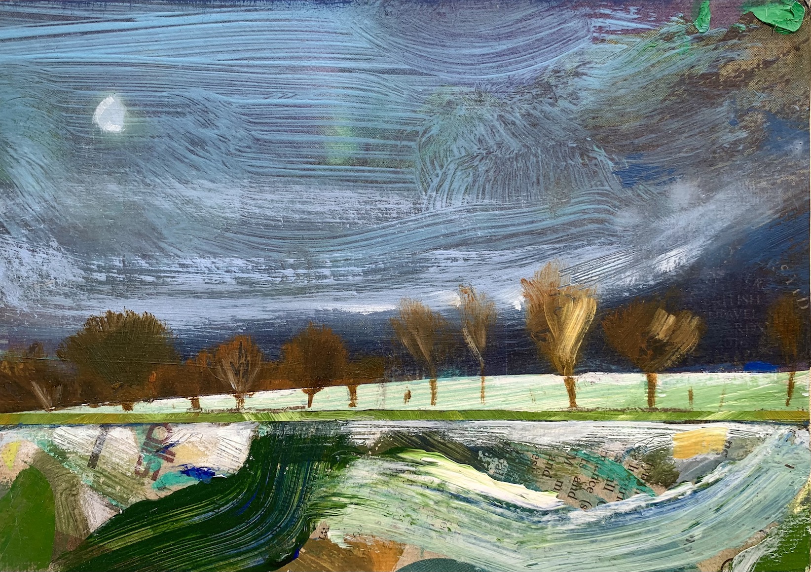 'Winter Moon and Tree-line' by Shona Elrick