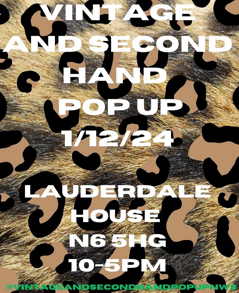 vintage and secondhand pop up poster december 2024